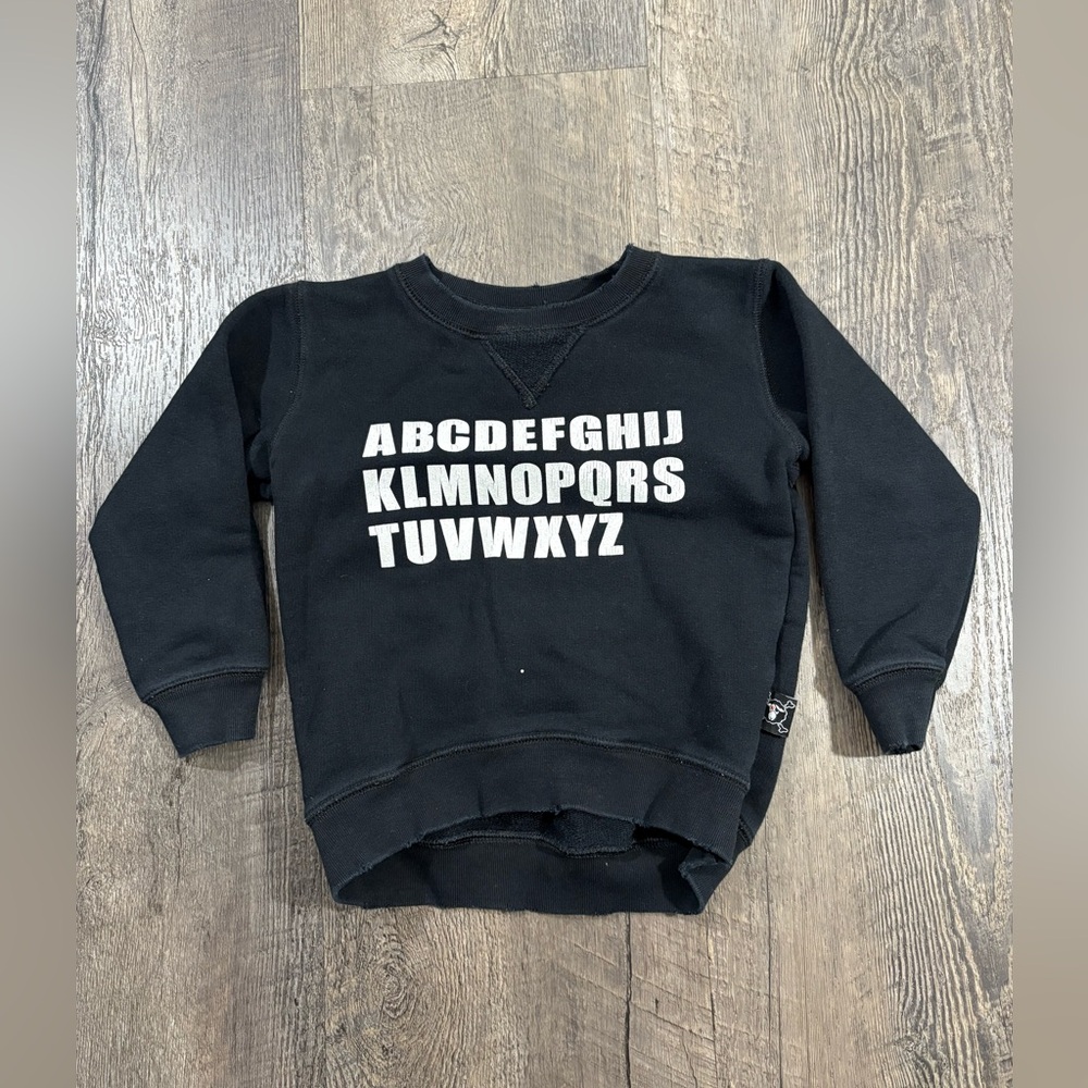 NUNUNU Black Alphabet Kids Sweatshirt